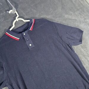 Noah Polo Shirt Knit Short Sleeve Navy Blue Red White Trim Casual‎ Mens XXL
